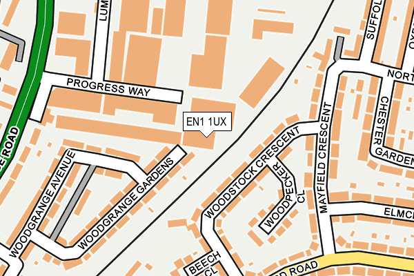 EN1 1UX map - OS OpenMap – Local (Ordnance Survey)