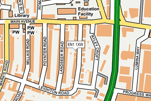EN1 1XW map - OS OpenMap – Local (Ordnance Survey)