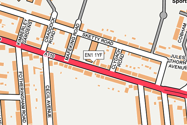 EN1 1YF map - OS OpenMap – Local (Ordnance Survey)