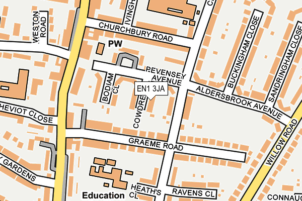 EN1 3JA map - OS OpenMap – Local (Ordnance Survey)