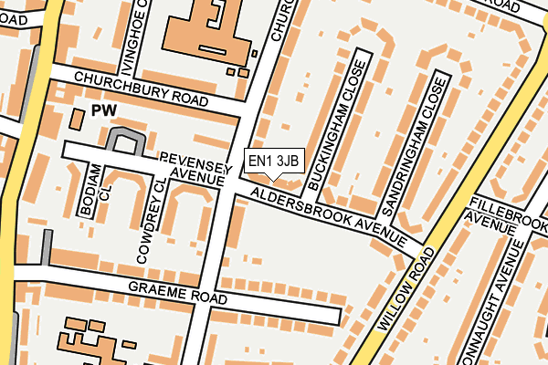 EN1 3JB map - OS OpenMap – Local (Ordnance Survey)