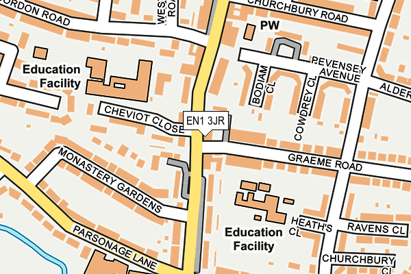 EN1 3JR map - OS OpenMap – Local (Ordnance Survey)