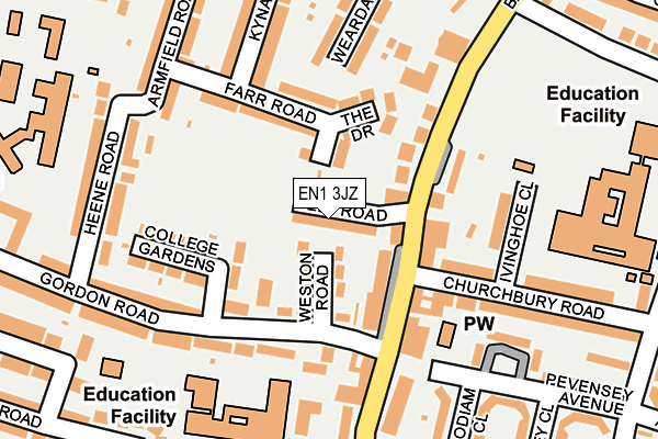EN1 3JZ map - OS OpenMap – Local (Ordnance Survey)