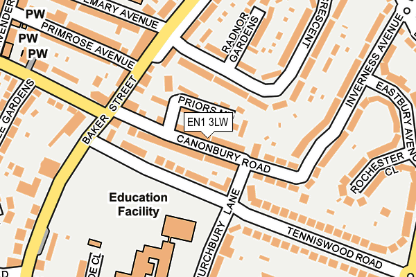 EN1 3LW map - OS OpenMap – Local (Ordnance Survey)