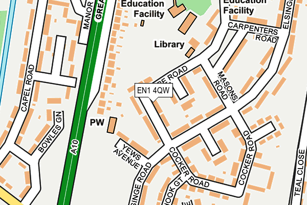 EN1 4QW map - OS OpenMap – Local (Ordnance Survey)