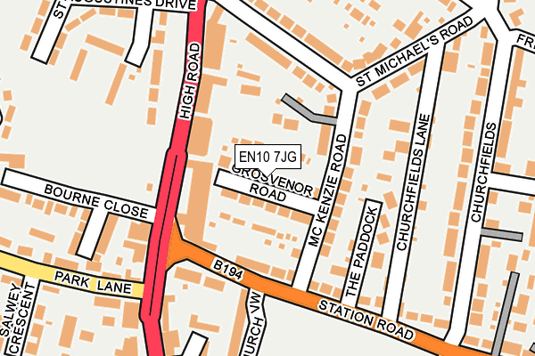 EN10 7JG map - OS OpenMap – Local (Ordnance Survey)