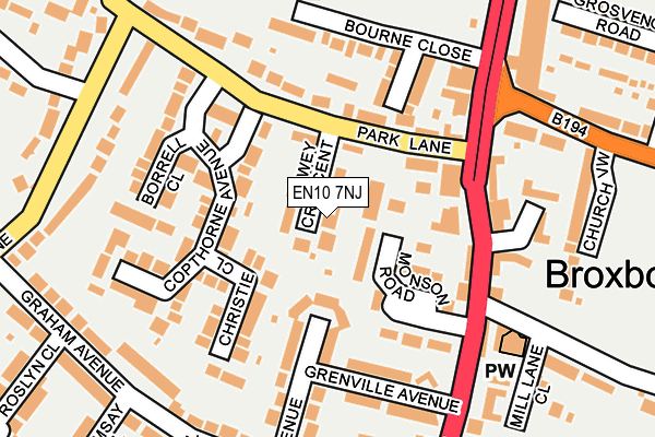 EN10 7NJ map - OS OpenMap – Local (Ordnance Survey)