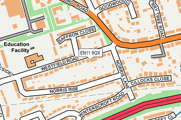 EN11 8QX map - OS OpenMap – Local (Ordnance Survey)