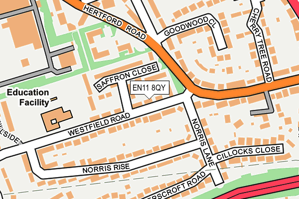 EN11 8QY map - OS OpenMap – Local (Ordnance Survey)