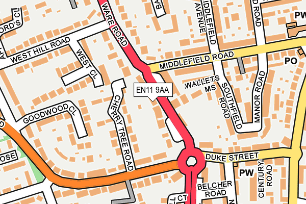 EN11 9AA map - OS OpenMap – Local (Ordnance Survey)