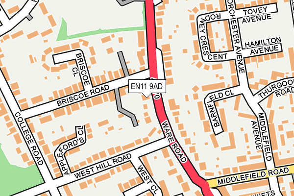 EN11 9AD map - OS OpenMap – Local (Ordnance Survey)