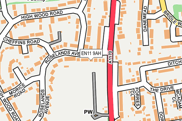 EN11 9AH map - OS OpenMap – Local (Ordnance Survey)