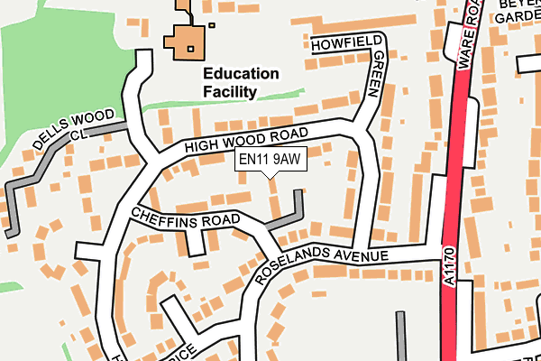 EN11 9AW map - OS OpenMap – Local (Ordnance Survey)