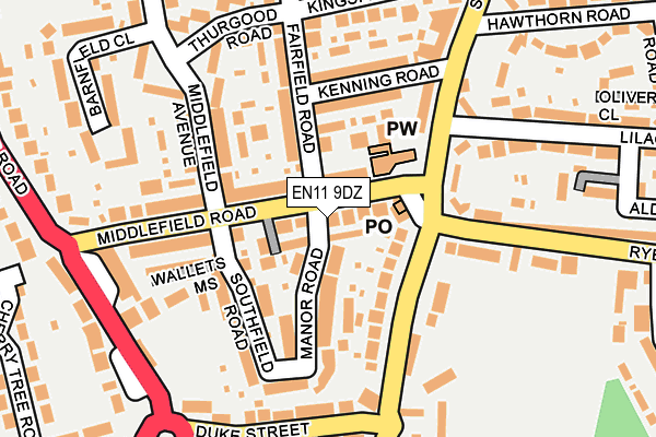 EN11 9DZ map - OS OpenMap – Local (Ordnance Survey)