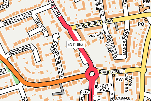 EN11 9EZ map - OS OpenMap – Local (Ordnance Survey)