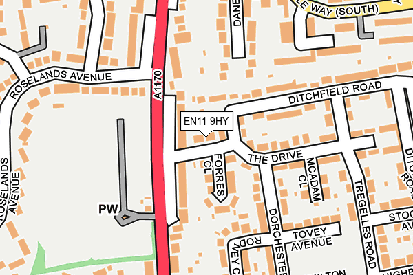 EN11 9HY map - OS OpenMap – Local (Ordnance Survey)