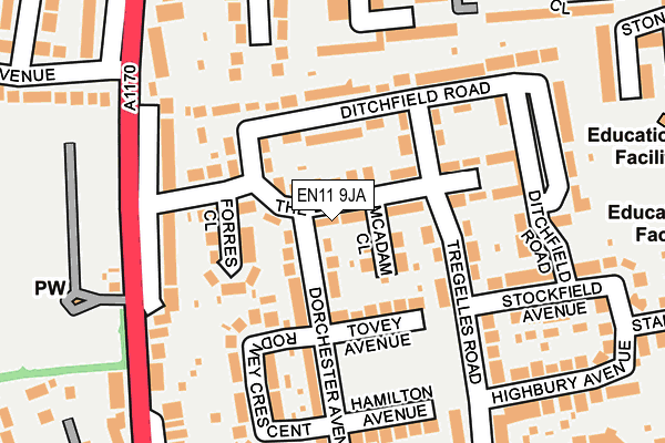 EN11 9JA map - OS OpenMap – Local (Ordnance Survey)