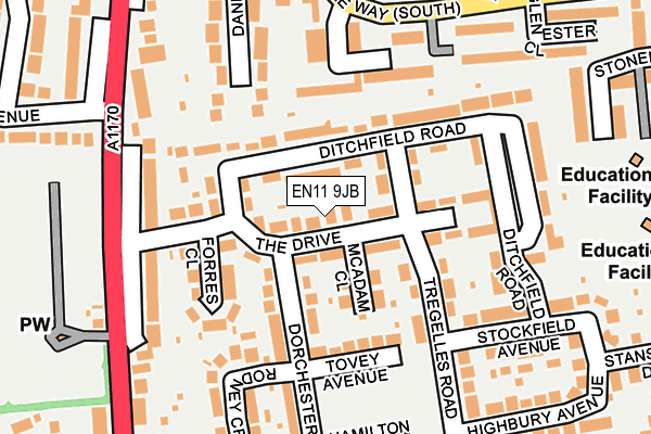 EN11 9JB map - OS OpenMap – Local (Ordnance Survey)