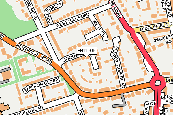 EN11 9JP map - OS OpenMap – Local (Ordnance Survey)