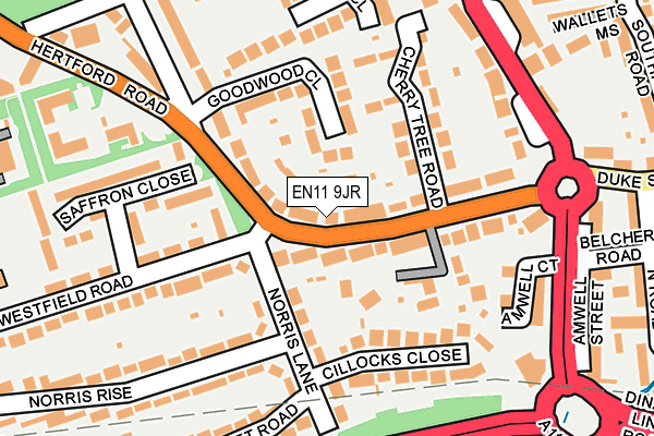 EN11 9JR map - OS OpenMap – Local (Ordnance Survey)