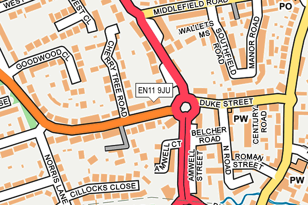 EN11 9JU map - OS OpenMap – Local (Ordnance Survey)