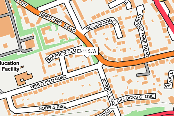 EN11 9JW map - OS OpenMap – Local (Ordnance Survey)