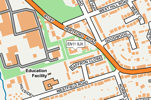 EN11 9JX map - OS OpenMap – Local (Ordnance Survey)