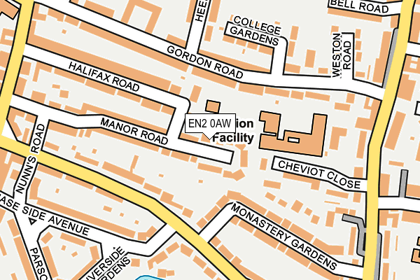 EN2 0AW map - OS OpenMap – Local (Ordnance Survey)