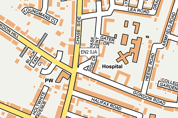 EN2 0JA map - OS OpenMap – Local (Ordnance Survey)