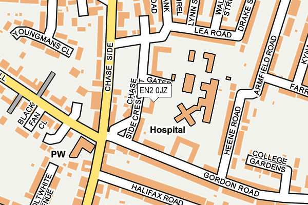 EN2 0JZ map - OS OpenMap – Local (Ordnance Survey)