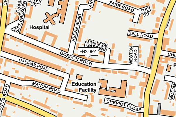 EN2 0PZ map - OS OpenMap – Local (Ordnance Survey)