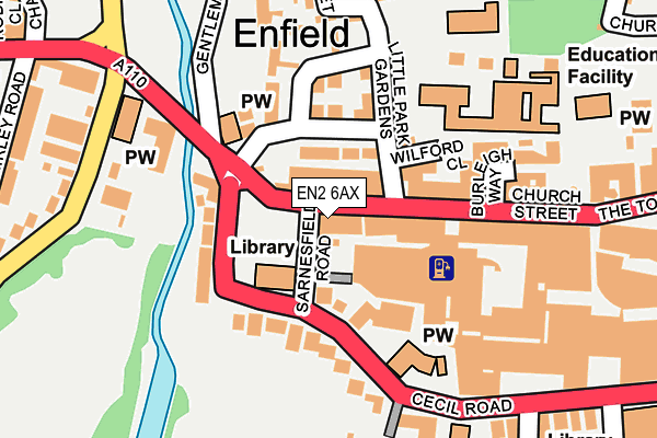 EN2 6AX map - OS OpenMap – Local (Ordnance Survey)
