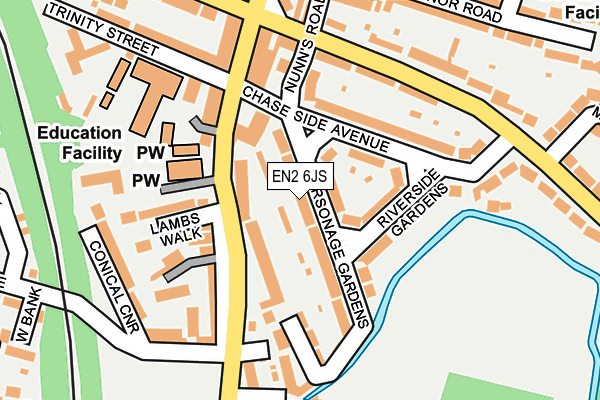 EN2 6JS map - OS OpenMap – Local (Ordnance Survey)