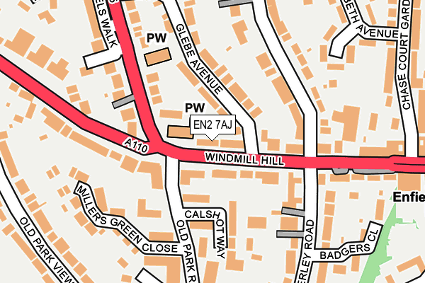 EN2 7AJ map - OS OpenMap – Local (Ordnance Survey)