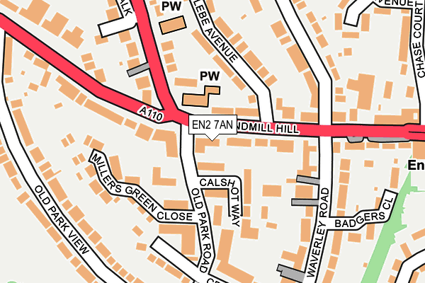 EN2 7AN map - OS OpenMap – Local (Ordnance Survey)