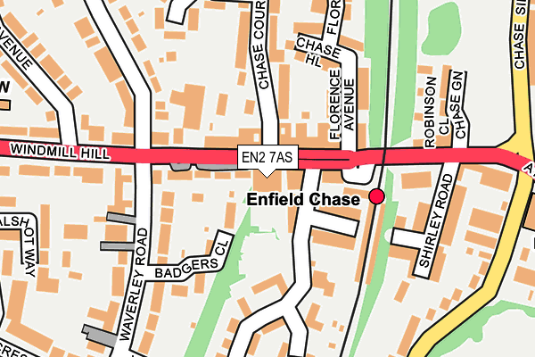 EN2 7AS map - OS OpenMap – Local (Ordnance Survey)