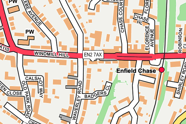 EN2 7AX map - OS OpenMap – Local (Ordnance Survey)
