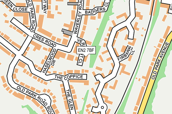 EN2 7BF map - OS OpenMap – Local (Ordnance Survey)