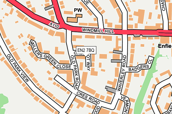EN2 7BQ map - OS OpenMap – Local (Ordnance Survey)