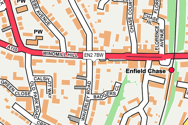 EN2 7BW map - OS OpenMap – Local (Ordnance Survey)