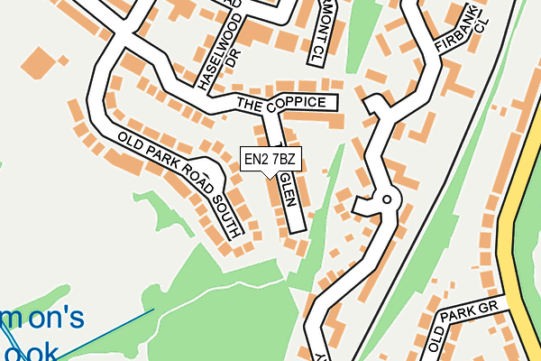 EN2 7BZ map - OS OpenMap – Local (Ordnance Survey)