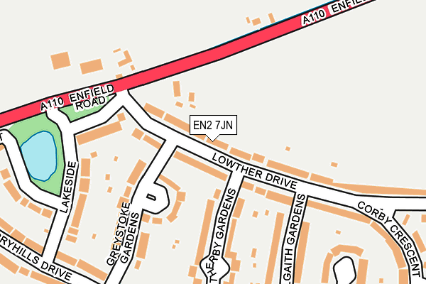 EN2 7JN map - OS OpenMap – Local (Ordnance Survey)