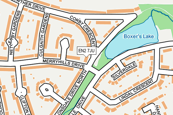 EN2 7JU map - OS OpenMap – Local (Ordnance Survey)