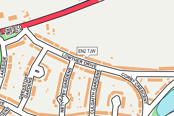 EN2 7JW map - OS OpenMap – Local (Ordnance Survey)
