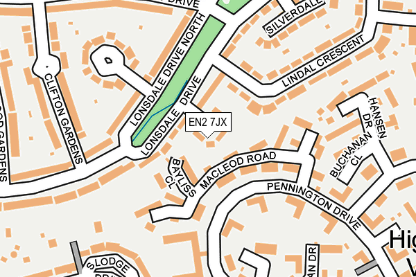EN2 7JX map - OS OpenMap – Local (Ordnance Survey)