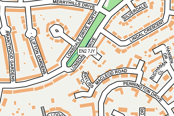 EN2 7JY map - OS OpenMap – Local (Ordnance Survey)