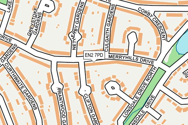 EN2 7PD map - OS OpenMap – Local (Ordnance Survey)