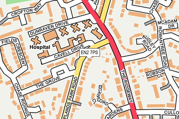 EN2 7PS map - OS OpenMap – Local (Ordnance Survey)