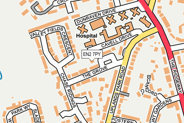 EN2 7PY map - OS OpenMap – Local (Ordnance Survey)