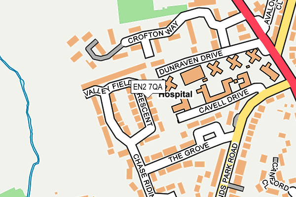 EN2 7QA map - OS OpenMap – Local (Ordnance Survey)